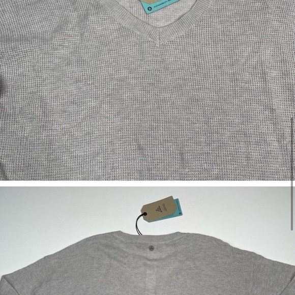 Prana Sweater Milani V Neck Waffle Grey Comfy Lounge Outdoor Hiking Gorp XL New - Picture 5 of 12